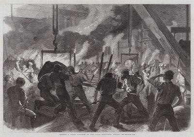 Fundición de un gran cilindro en los talleres de hierro del canal, Poplar de Frederick John Skill